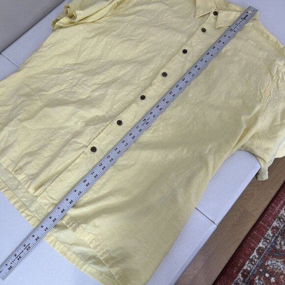 Via Europa Mens Shirt XXL Yellow Textured Short Sleeve Button Front Resort Wear - Picture 5 of 11